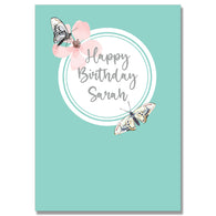Personalised Butterfly & Flower Birthday Card